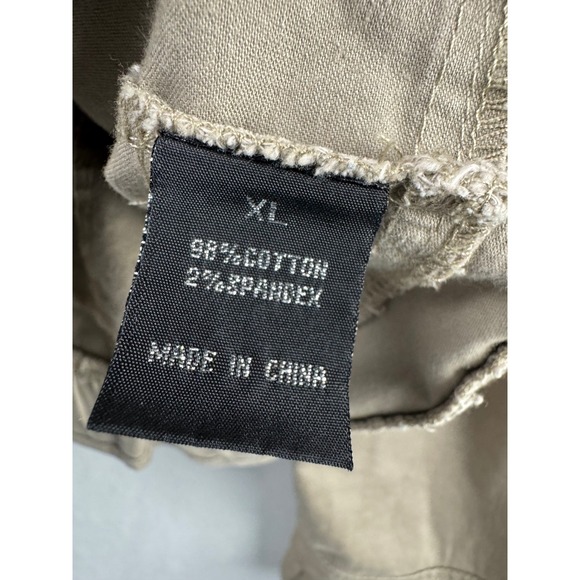 Baccini Utility Jacket Womens XL Tan Khaki Ruffle Trim Button Front Cotton Blend - Picture 3 of 8